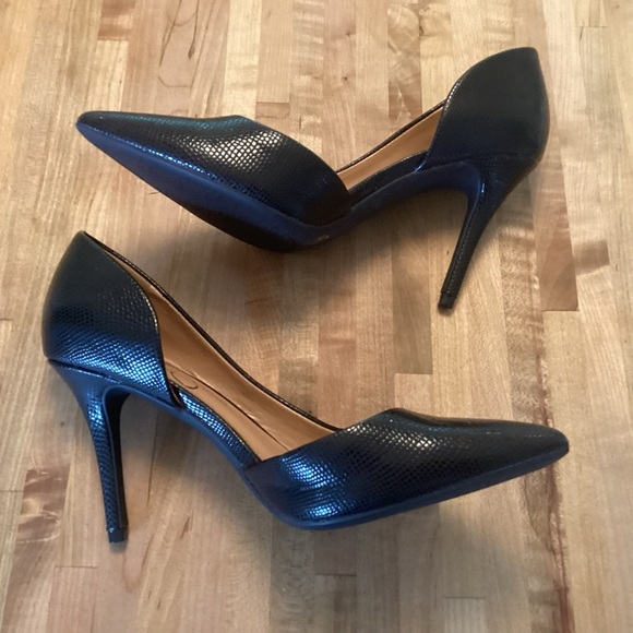 Jessica Simpson Lovvey Black Reptile Embossed D’orsay Pointy Toed 3.5” Heels 7.5 - Picture 9 of 10